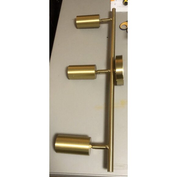 KCO Lighting Adjustable Track Lighting Fixture Brushed Brass 3-Light Gold - Picture 3 of 10